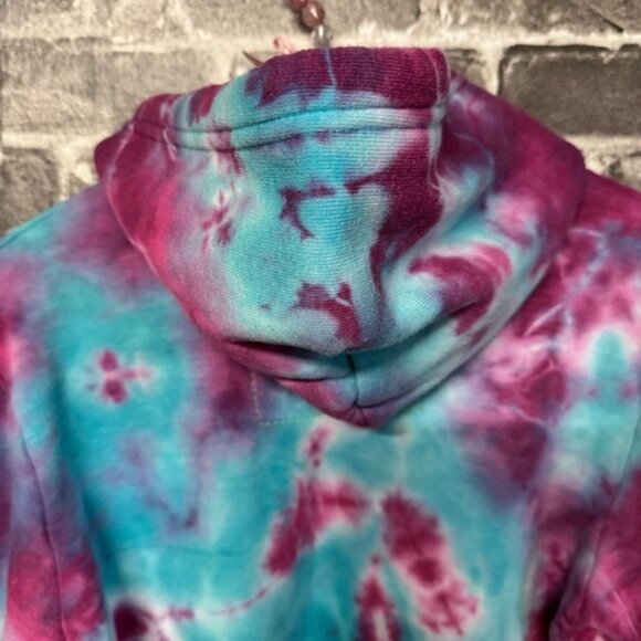 Aviator Nation Hand Dyed Pullover Crop Hoodie Tie Dye blue purple - Picture 10 of 11